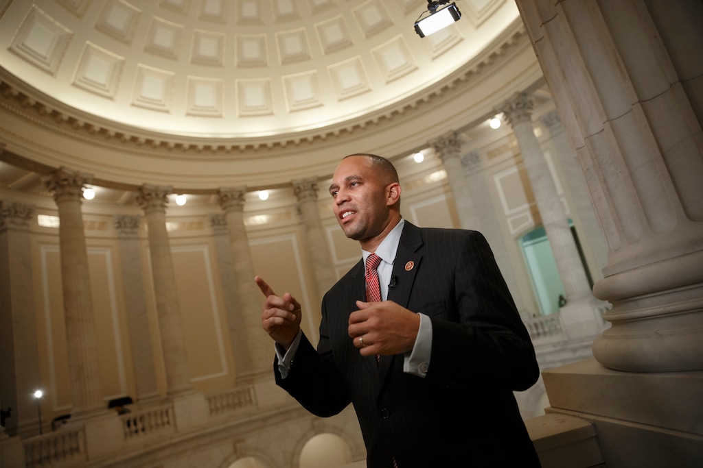 FILE - In this Dec. 1, 2014 file photo, Rep. Hakeem Jeffries, D-N.Y. participates in a TV interview on Capitol Hill in Washington. Americans have questioned the state of race relations after gun violence directed at police officers as well as shootings by police. Last week, a black Army veteran killed five police officers in Dallas in revenge for police shooting black men in Baton Rouge, Louisiana, and the Minneapolis suburbs.  (AP Photo/J. Scott Applewhite, File)
