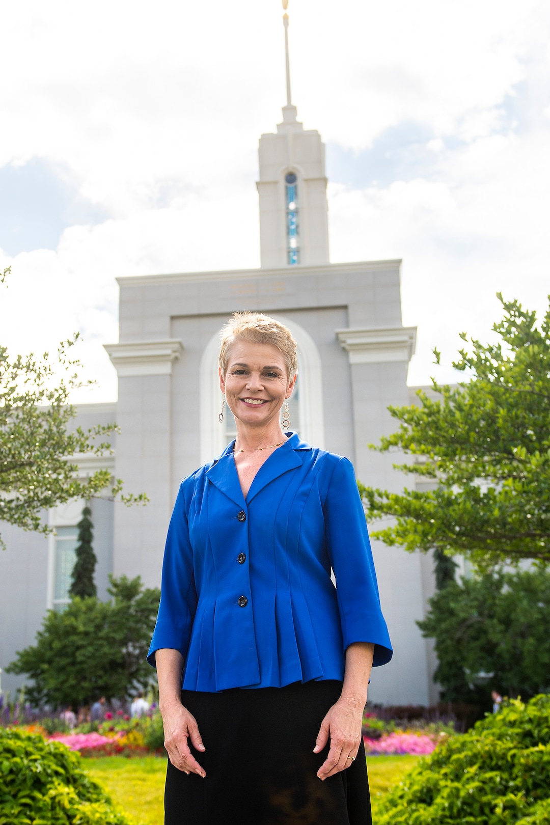 Chris Detrick  |  The Salt Lake TribuneMormon Women for Ethical Government founder Sharlee Mullins Glenn poses for a portrait outside of the Mount Timpanogos Utah Temple Thursday, July 20, 2017. 