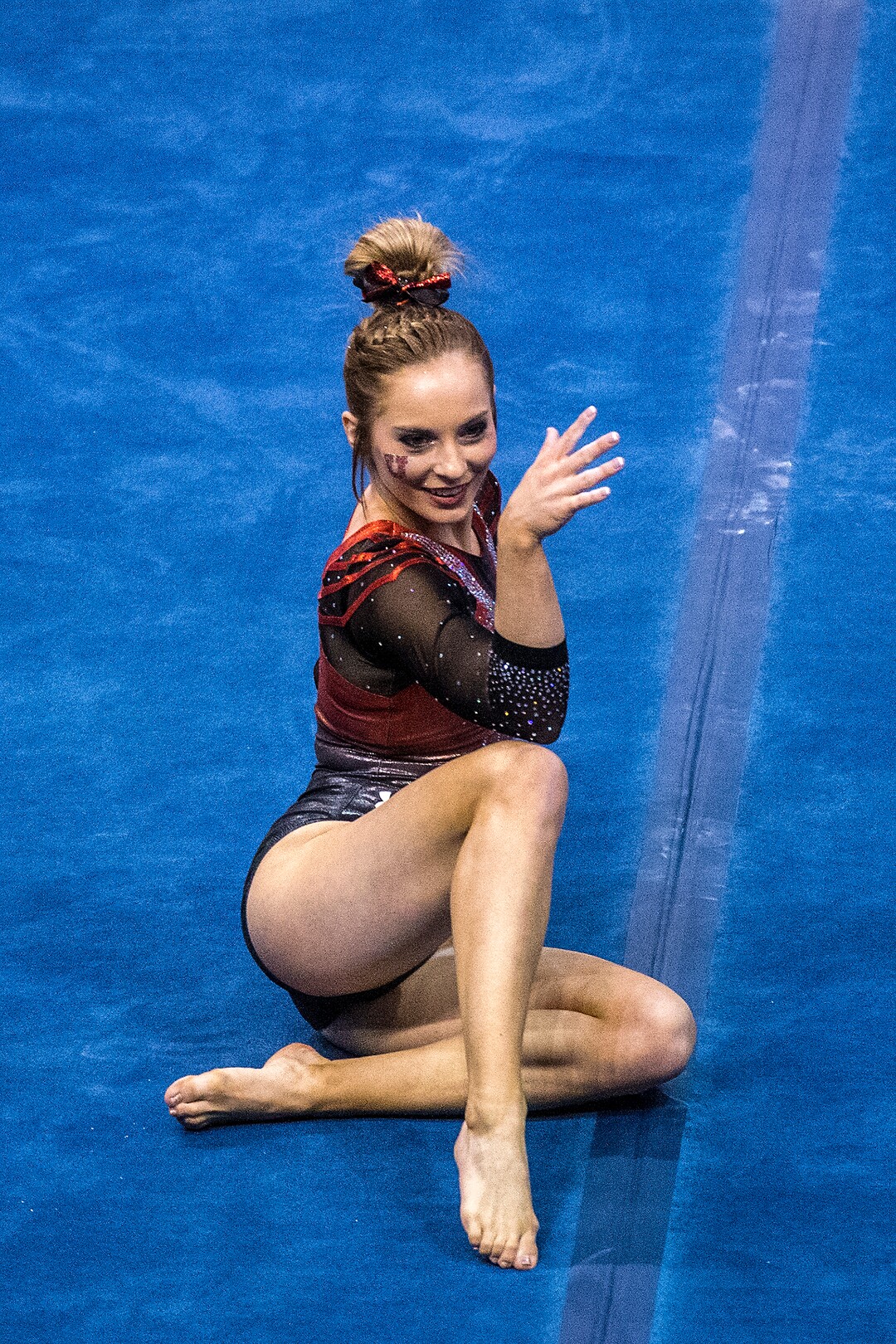 Chris Detrick  |  The Salt Lake TribuneUtah's Mykayla Skinner competes on the floor during the gymnastics meet against Brigham Young University at the Marriott Center Friday January 13, 2017. 