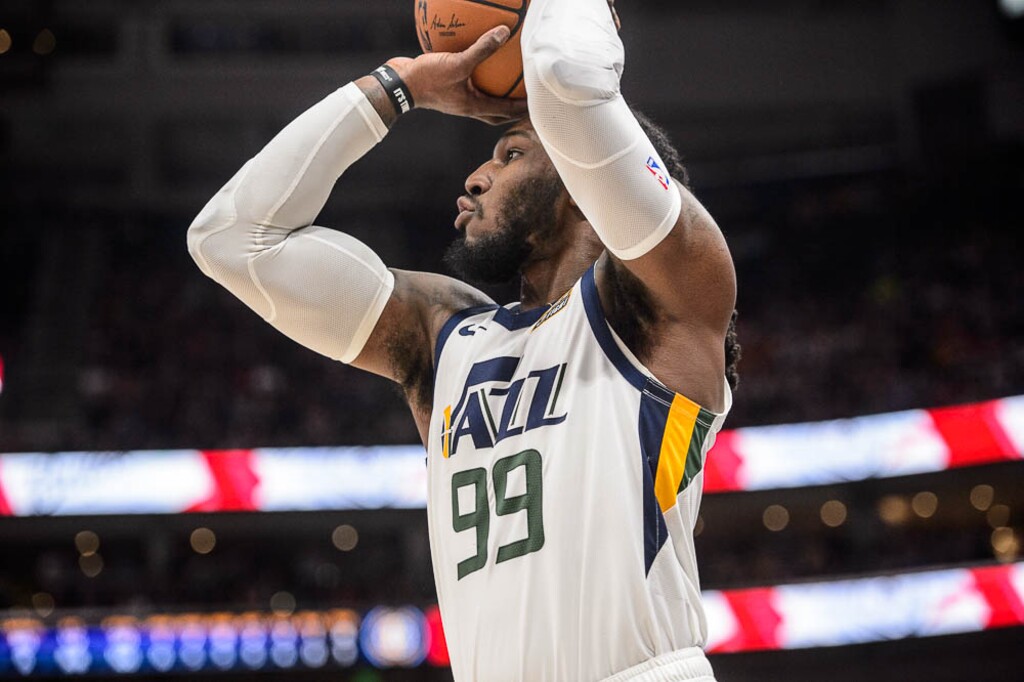 (Trent Nelson | The Salt Lake Tribune)  Utah Jazz forward Jae Crowder (99) as the Utah Jazz host the Phoenix Suns, NBA basketball in Salt Lake City on Monday March 25, 2019.