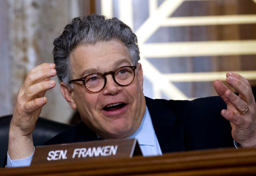 Sen. Al Franken, D-Minn., speaks during the Energy and Natural Resources Committee hearing on Capitol Hill in Washington, Wednesday, Nov. 15, 2017.  Oil and gas drilling in Alaska's Arctic National Wildlife Refuge moved closer Wednesday as a key Senate panel approved a bill to open the remote refuge to energy exploration. The Senate Energy and Natural Resources Committee approved the drilling measure, 13-10. ( AP Photo/Jose Luis Magana)