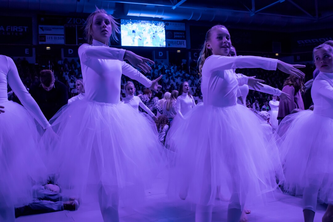 (Courtesy of the LDS Church) The day before the Cedar City Utah Temple was dedicated, 3,500 youth danced and sang in a cultural celebration in the America First Event Center on the campus of Southern Utah University. They presented the history of the Church in Cedar City and the surrounding area with the theme “A Light on a Hill, Iron in Our Will.”