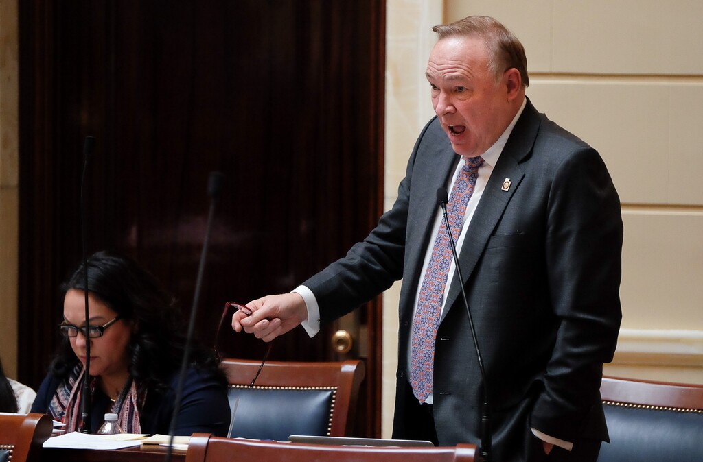 (Francisco Kjolseth  |  The Salt Lake Tribune)  Rep. Jim Dabakis, D-Salt Lake, seen here in the Senate chambers on Feb. 20.