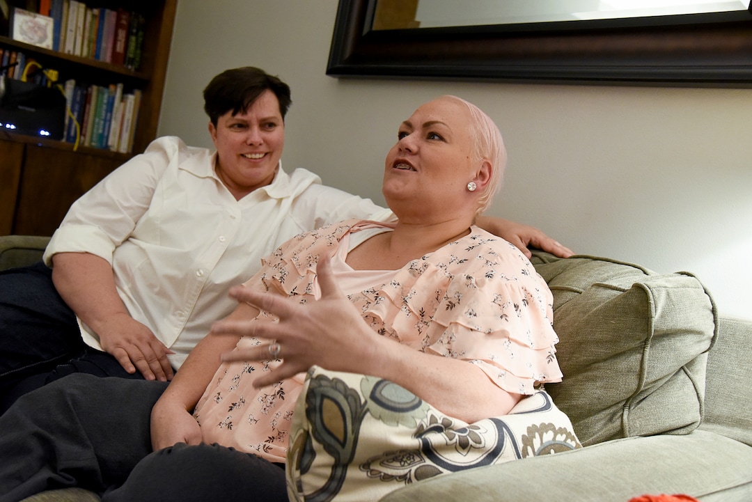 (Francisco Kjolseth  |  The Salt Lake Tribune)  Patsy Carter, left, and Raylynn Marvel-Carter reflect on their time together at their home in Midvale since they tried to marry in Utah County and faced obstruction for a few days following the Kitchen v. Herbert decision on Dec. 20, 2013. 