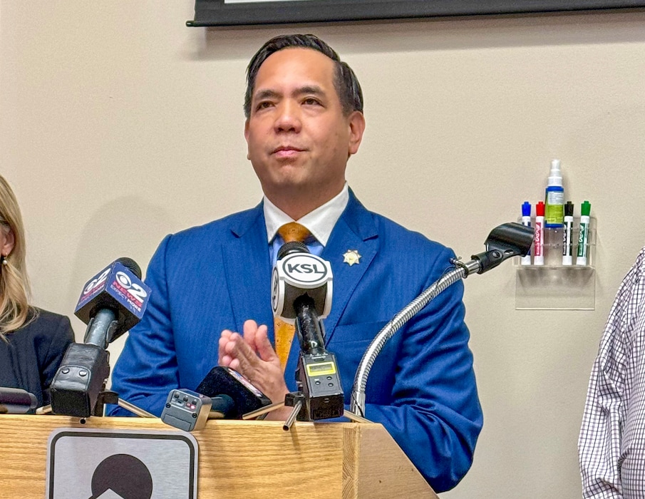 (Mark Eddington | The Salt Lake Tribune) Utah Attorney General Sean Reyes holds a news conference in St. George, Thursday, Nov. 16, 2023, announcing a lawsuit against insulin manufacturers. 