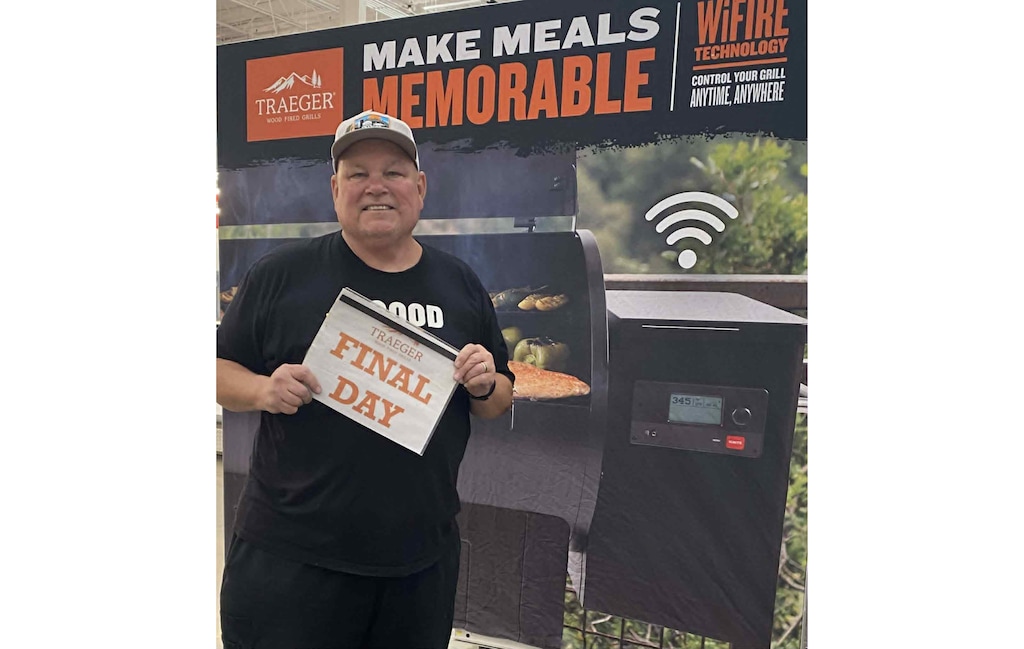 (Kevin Quinn) Kevin Quinn, a former Traeger Grills brand ambassador, sells Traeger products at a Costco in Indianapolis on Aug. 6, 2023, his last day with the company.