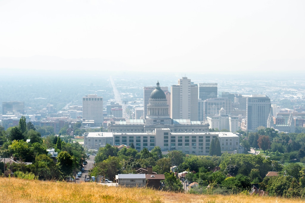 (Rick Egan  |  The Salt Lake Tribune)   Smokey skies in the Salt Lake Valley,Monday, Sept. 9, 2019.