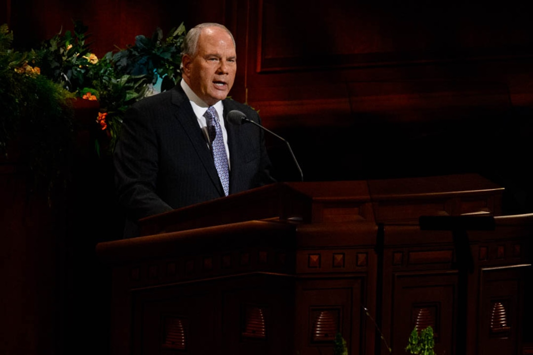 (Trent Nelson  |  The Salt Lake Tribune)  Ronald A. Rasband speaks during the afternoon session of the189th Annual General Conference of The Church of Jesus Christ of Latter-day Saints in Salt Lake City on Sunday April 7, 2019.