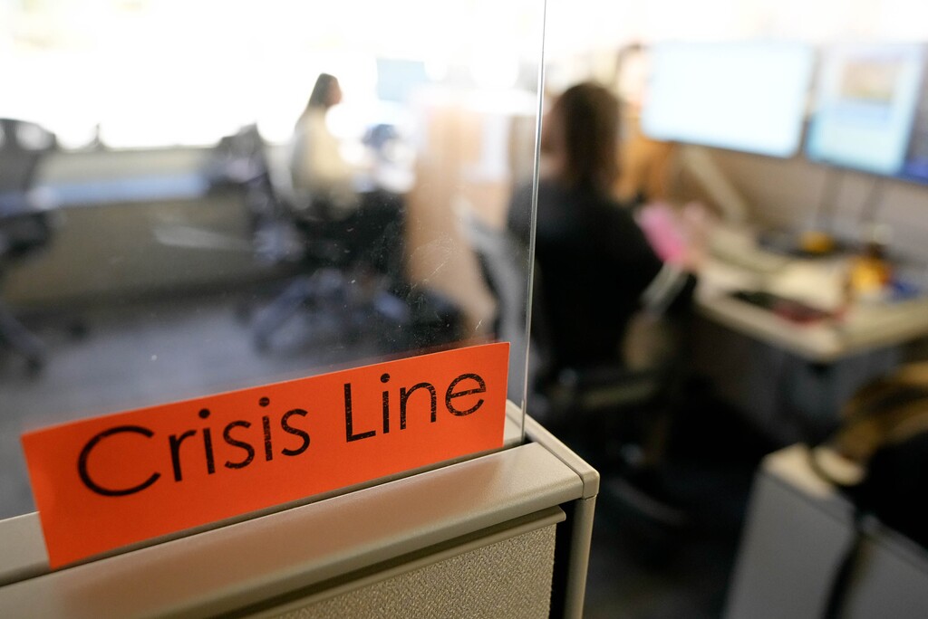 (Francisco Kjolseth | The Salt Lake Tribune) The 988 Suicide & Crisis Lifeline call center in Salt Lake City, where all Utah calls are routed, is pictured on Friday, Nov. 4, 2022.