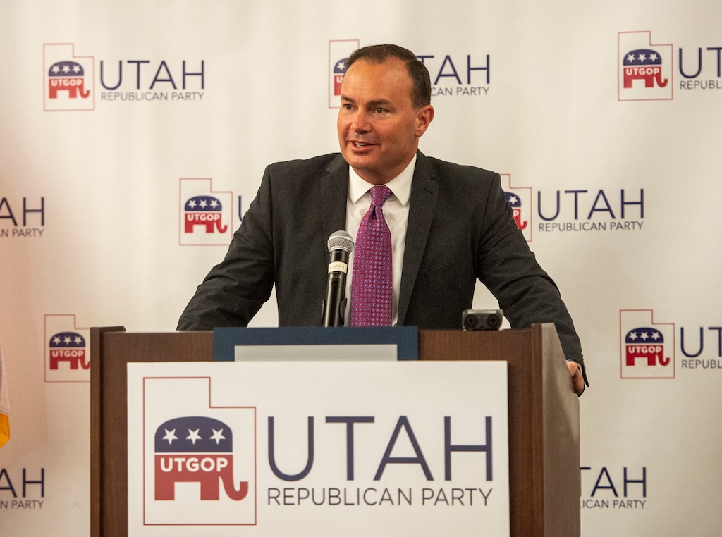 (Rick Egan | Tribune file photo) Sen. Mike Lee speaks at the Utah Association of Realtors office, where GOP candidates gathered in Sandy, on Tuesday, Nov. 3, 2020.