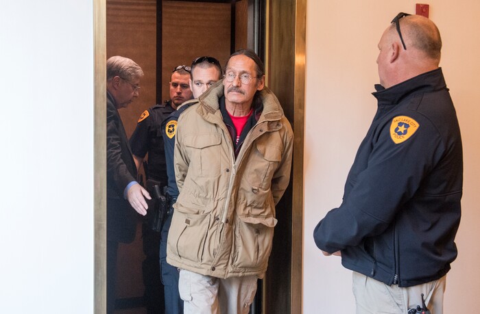 (Rick Egan  |  The Salt Lake Tribune)

Jackie Sanchez is marched out of the elevator at his attorneys office infront of the media, as the Salt Lake City police, arrest him after media conference about an abuse of force claim to be filed against the Salt Lake City Police, after Sanchez was attacked by a police dog on July 28. Wednesday, December 6, 2017.


