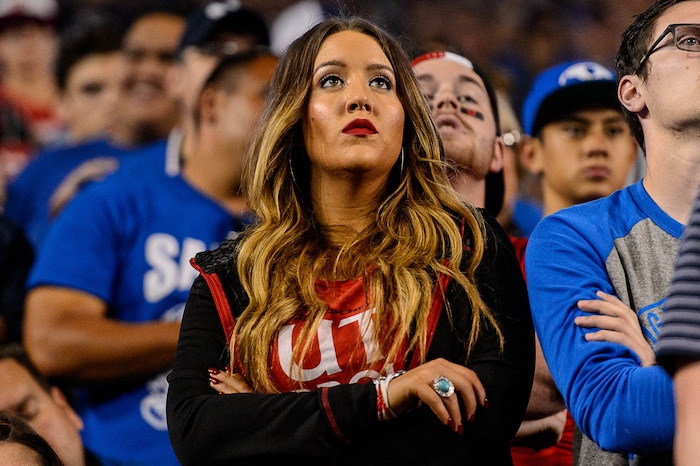 (Trent Nelson | The Salt Lake Tribune)  Fans as BYU hosts Utah, NCAA football in Provo, Saturday September 9, 2017.