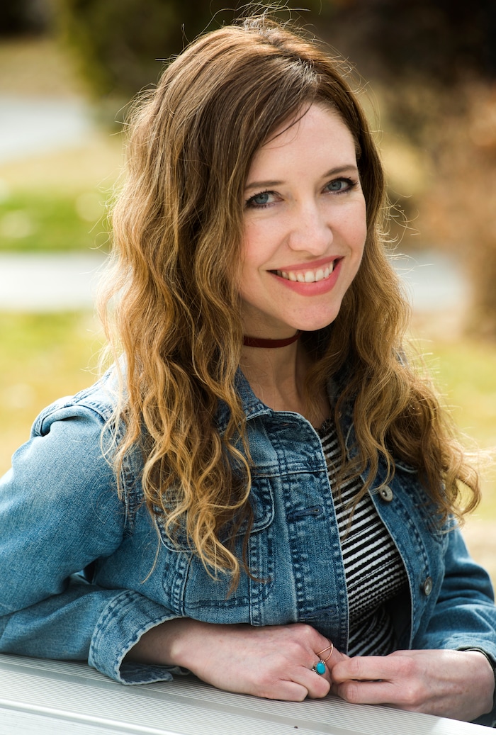 (Rick Egan  |  The Salt Lake Tribune)     April Meservy recorded a cover of U2’s “With or Without You”  with will be used by Canadian pairs figure skaters, Eric Radford, and Meagan Duhamel  as they perform at this year’s Winter Olympic Games in PyeongChang, South Korea. Wednesday, February 7, 2018.


