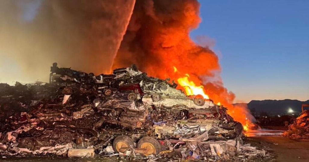 (Salt Lake City Fire Department) Crews in Salt Lake City are now responding to a fire that is sending smoke into the air. The fire is at the Metro Group Recycling Center at 3150 Harvey Milk Boulevard.