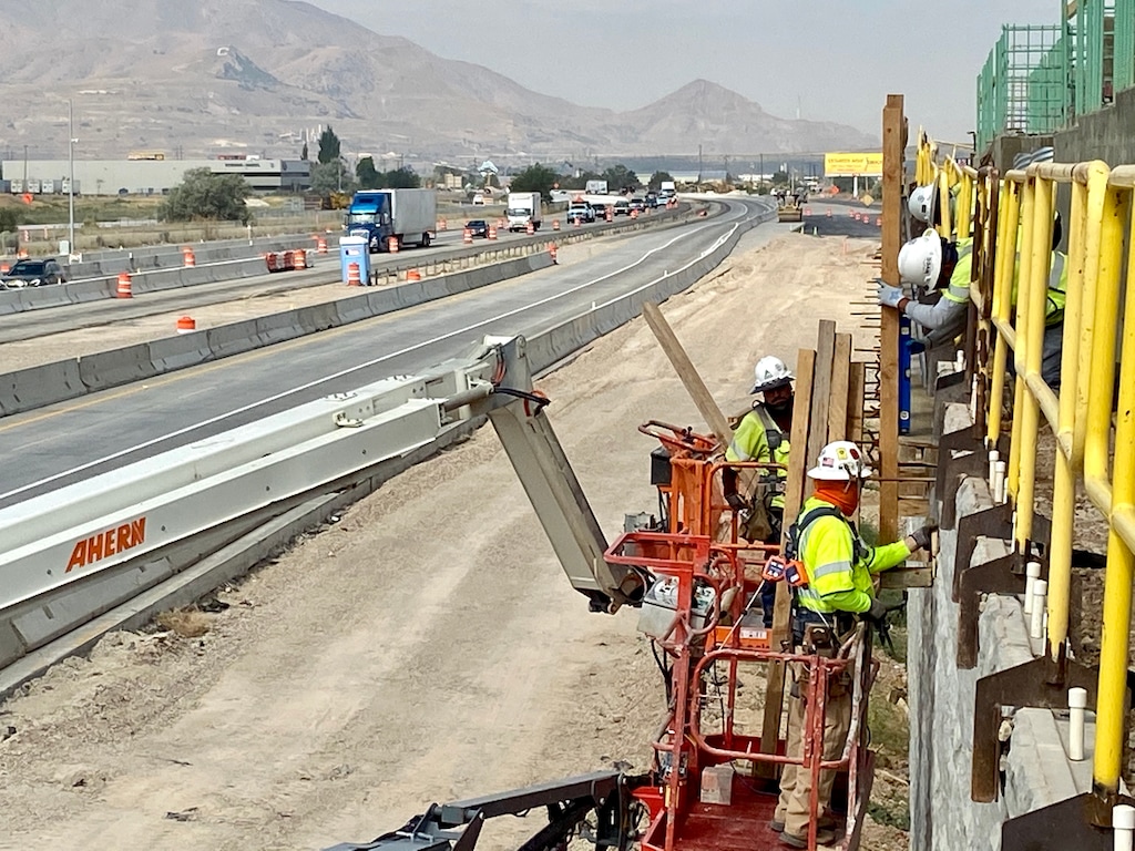 (Photo courtesy of the Utah Department of Transportation) Crews work on bridge for the Mountain View Corridor highway that will soon State Road 201 in West Valley City on Aug. 3, 2020.