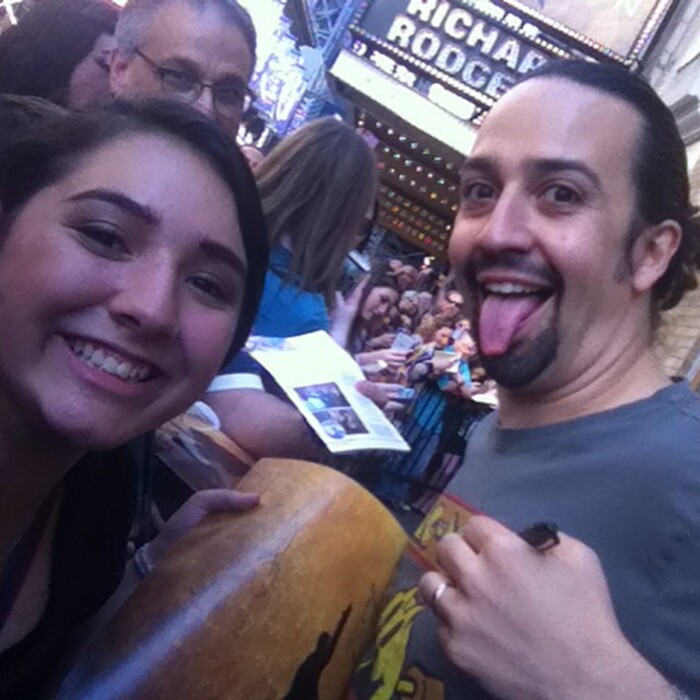 (Photo courtesy of Megan Gutierrez)  Torii Gutierrez, the daughter of Utah Theater Lovers founder Megan Gutierrez, snagged a photo with “Hamilton” creator and actor Lin-Manuel Miranda after a July 2016 performance.