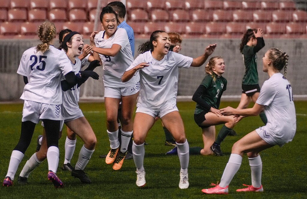 (Leah Hogsten | The Salt Lake Tribune)  Waterford School defeated Rowland Hall-St. Marks High School, 4-3 to win the 2A State Soccer Championship game Oct. 23, 2021 at Rio Tinto Stadium. 