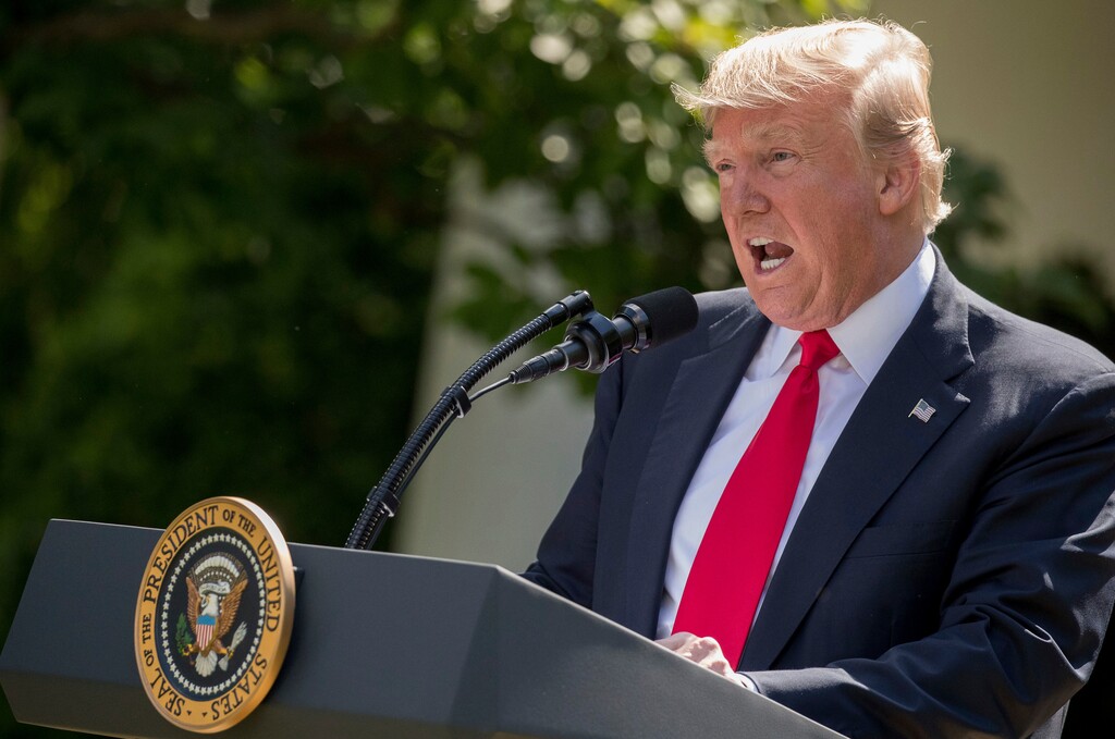President Donald Trump speaks about the U.S. role in the Paris climate change accord, Thursday, June 1, 2017, in the Rose Garden of the White House in Washington. (AP Photo/Andrew Harnik)