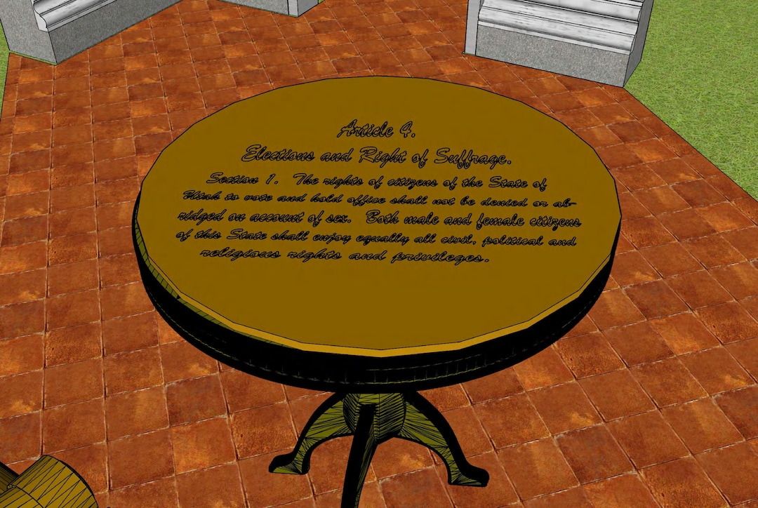 (Photo courtesy of Better Days 2020) Article 4, Section 1 of the Utah Constitution will be inscribed on a table. The section states, "The rights of citizens of the State of Utah to vote and hold office shall not be denied or abridged on account of sex. Both male and female citizens of this State shall enjoy equally all civil, political and religious rights and privileges."