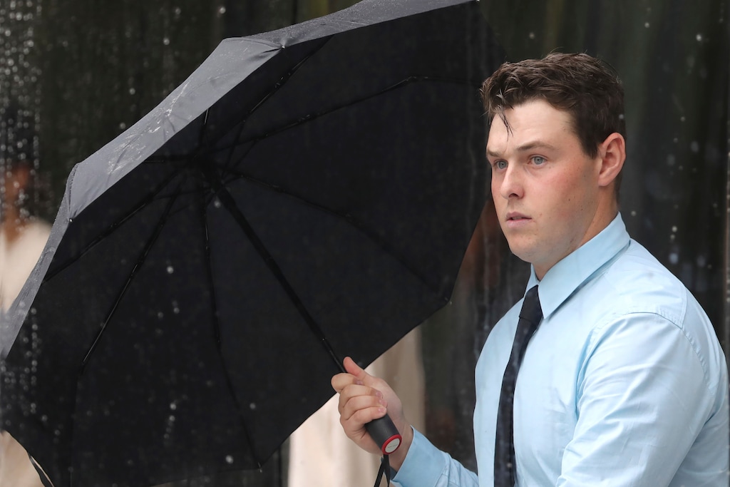 (Rick Bowmer | AP) Nathan Daniel Vogel leaves federal court after a hearing Wednesday, Sept. 11, 2019, in Salt Lake City. Vogel, a man who pleaded guilty to lying about buying the firearm used to kill college athlete Lauren McCluskey has been sentenced to three years of supervised release. Vogel said he accepts responsibility for loaning the weapon to McCluskey's ex-boyfriend Melvin Rowland, who killed her last year.