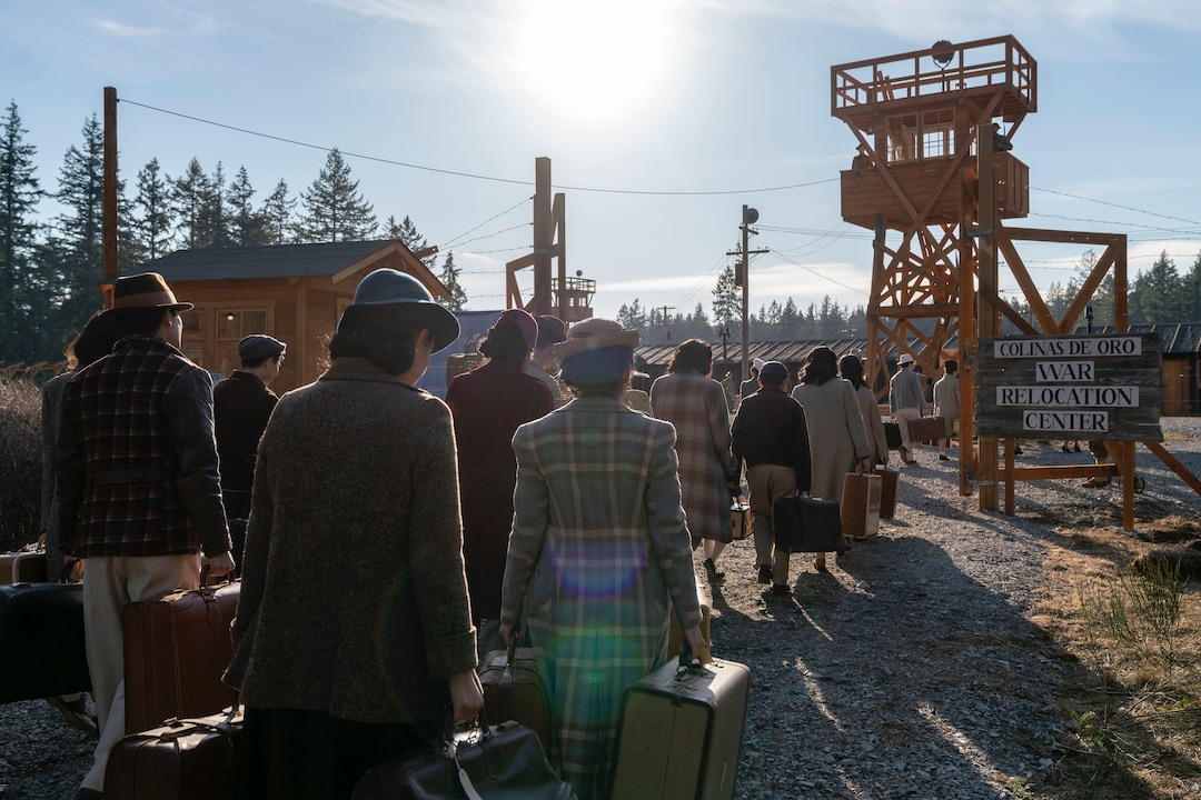 (Photo courtesy Ed Araquel/AMC) Japanese Americans arrive at an internment camp in “The Terror: Infamy.”