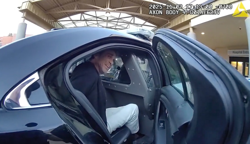 (Salt Lake City Police Department) Body-worn camera footage shows the arrest of musician Todd Snider in Salt Lake City on Sunday, Nov. 2, 2025.