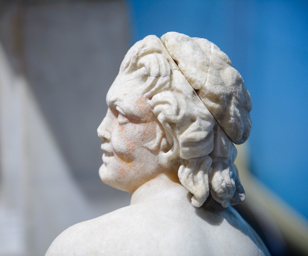 (Trent Nelson  |  The Salt Lake Tribune) Portrait bust of a male, in marble, part of Pompeii: The Exhibition, opening Saturday at The Leonardo in Salt Lake City on Thursday Nov. 21, 2019.