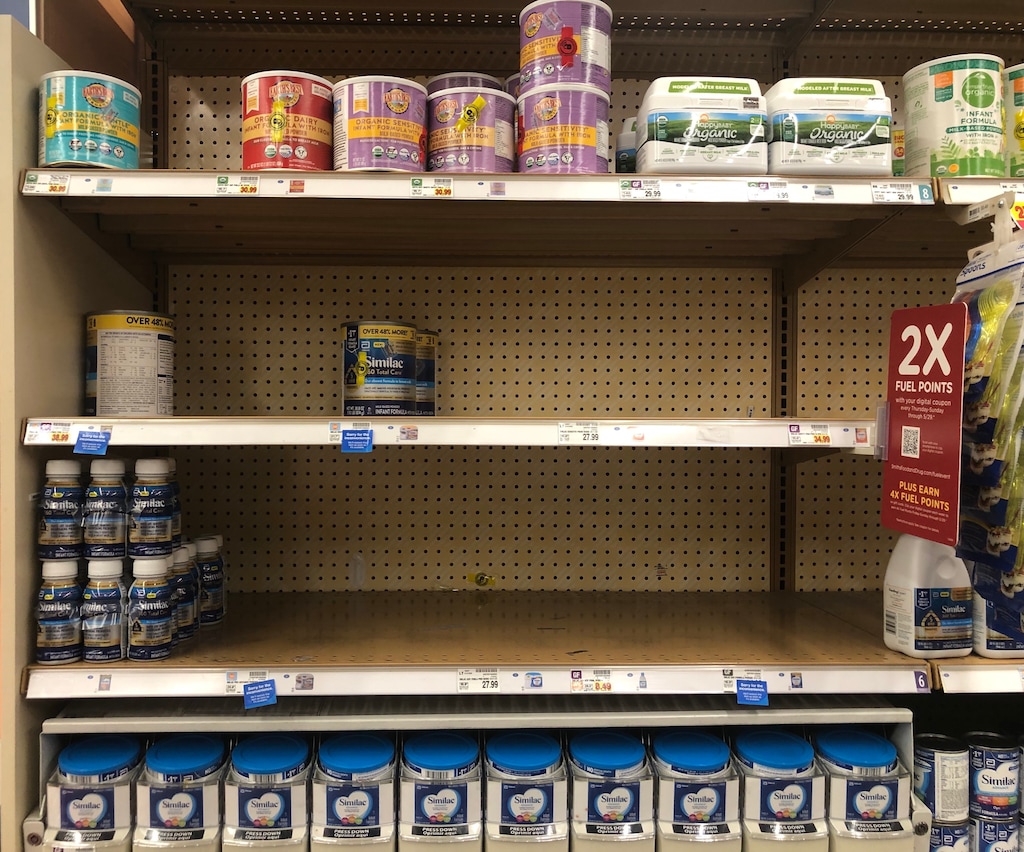 (Palak Jayswal | The Salt Lake Tribune)  Empty shelves at Smith's in Salt Lake City where baby formula should be on May 11, 2022. Due to a nationwide recall, there have been shortages.