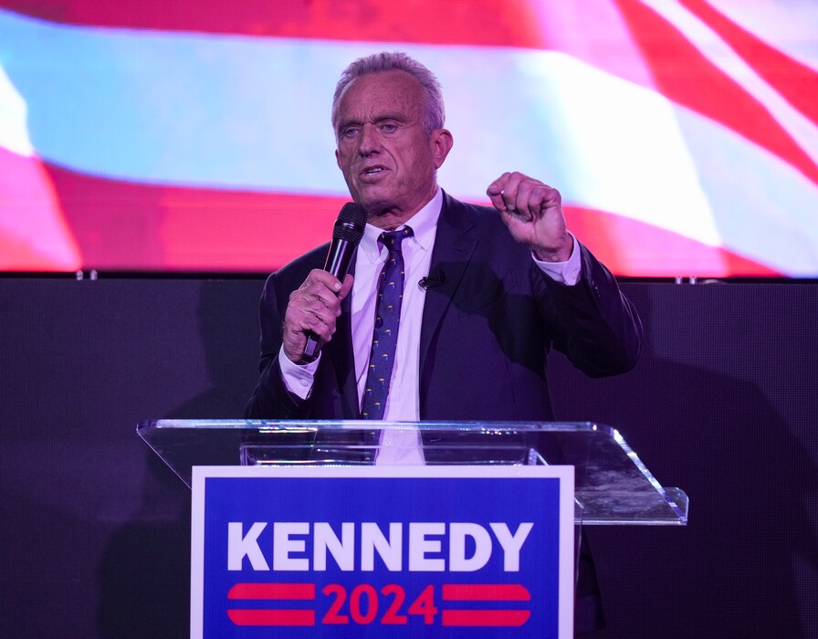 (Bethany Baker  |  The Salt Lake Tribune) Independent presidential candidate Robert F. Kennedy Jr. speaks at a rally in Salt Lake City on Thursday, Nov. 30, 2023.
