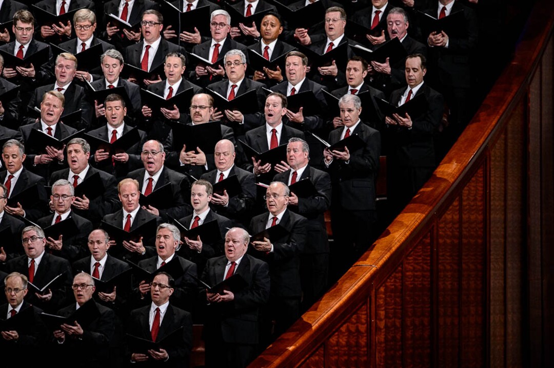 (Trent Nelson  |  The Salt Lake Tribune)  The Tabernacle Choir at Temple Square during the afternoon session of the189th Annual General Conference of The Church of Jesus Christ of Latter-day Saints in Salt Lake City on Sunday April 7, 2019.