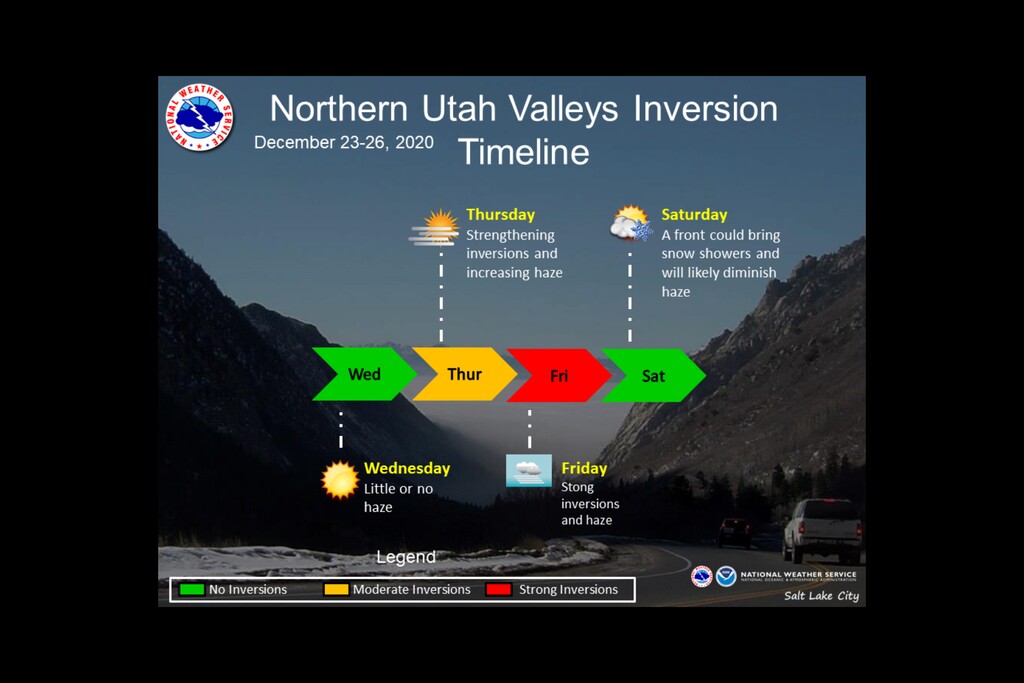 (Courtesy of the National Weather Service) An inversion is expected to peak on Christmas Day.