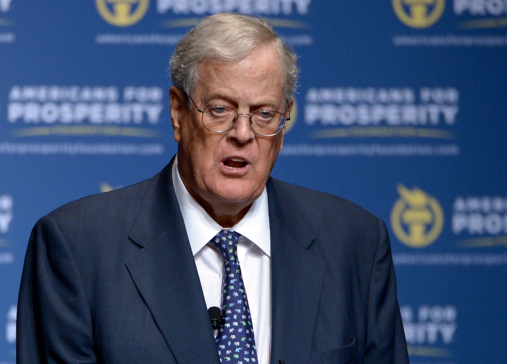 (Phelan M. Ebenhack | AP file) David Koch speaks in Orlando, Fla., in 2013. Koch, major donor to conservative causes and educational groups, died on Friday, Aug. 23, 2019.
