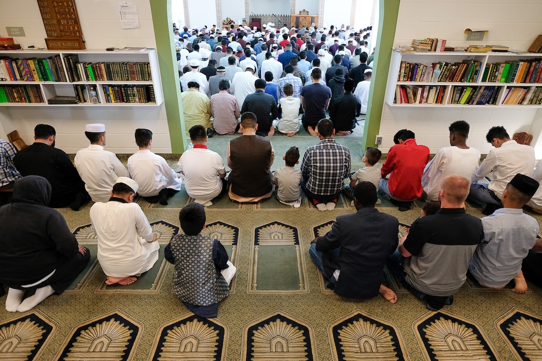 (Francisco Kjolseth  |  The Salt Lake Tribune)  Members of the Khadeeja Islamic Center in West Valley City pray as they mark the end of Ramadan, a 30 day period of fasting and spiritual growth. It's the biggest religious holiday of the year for Muslims as hundreds from the Wasatch Front gather for the  Eid the Òfestival of the breaking of the fast,Ó on Wed. June 5, 2019