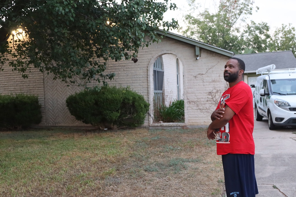 Gregory Walker in front of the PadSplit home he shares with six others in a middle-class neighborhood of Houston. Rooming houses, boardinghouses or single room occupancy hotels used to be ubiquitous. President Thomas Jefferson stayed in one, Nicholas Kristof writes. (Nicholas Kristof via The New York Times)