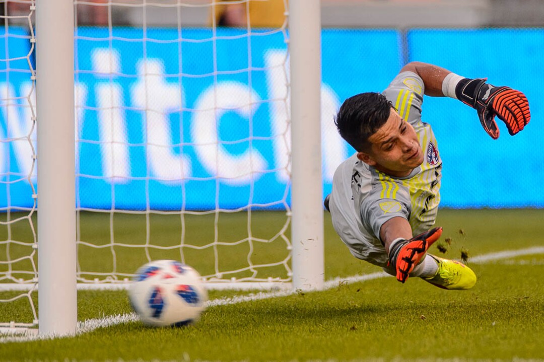 (Trent Nelson | The Salt Lake Tribune)  Real Salt Lake hosts FC Dallas, MLS soccer at Rio Tinto Stadium in Sandy, Saturday July 7, 2018. A penalty kick by Real Salt Lake midfielder Albert Rusnak (11) goes past FC Dallas goalkeeper Jesse Gonzalez (1).