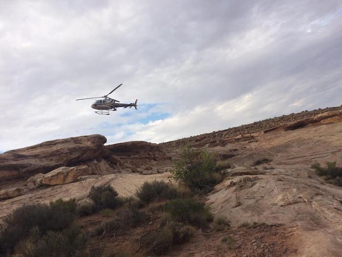 (Courtesy  |  Emery County Sheriff)  A Salt Lake County woman is recovering after being wedged in and suspended for nearly 12 hours in a narrow portion of Zero Gravity Canyon in the San Rafael Desert.
