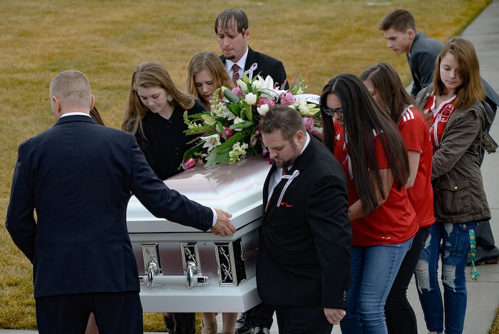(Francisco Kjolseth  |  The Salt Lake Tribune) Funeral services are held for Consuelo Alejandra Haynie and her children Milan, 12, Alexis, 15 and Matthews, 14, in Grantsville on Friday, Jan. 24, 2020. The killing of the Utah mother and three of her children by a gunman identified by police as her 16-year-old son is "nearly unbearable" for the father who survived, a lawyer said Thursday, Jan. 23, 2020.