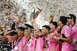 (Getty Images via The Athletic)
Lionel Messi, center, lifts the trophy as Inter Miami celebrates its MLS Cup victory over the Vancouver Whitecaps on Saturday, Dec. 6, 2025, in Fort Lauderdale, Fla.