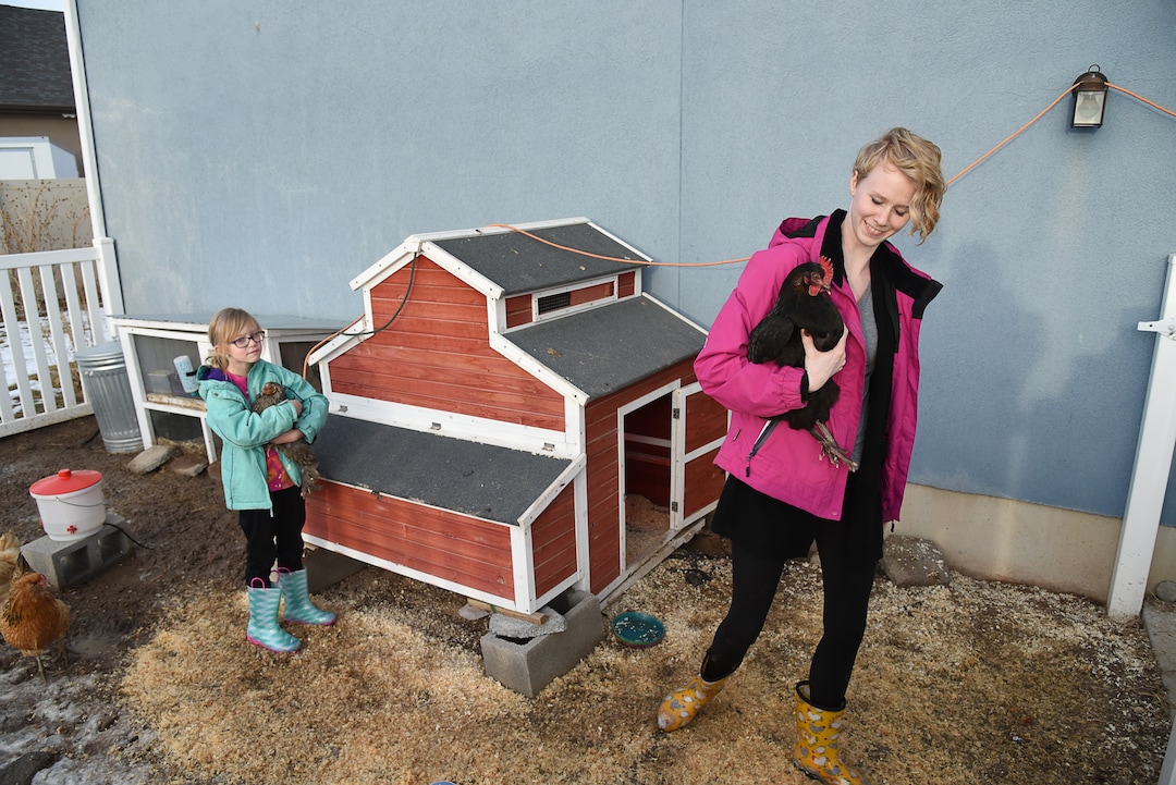 (Francisco Kjolseth  |  The Salt Lake Tribune)  Natalie Sacks says emotional support chickens have helped her daughter, Skyrie, 7, left, deal with PTSD from a traumatic accident that happened when she was 4. But the Sacks family had to move from their home in Herriman because of an HOA dispute over the chickens. A Utah lawmaker is filing a bill that would make it a misdemeanor crime to lie about the need for an emotional support animal. Disability advocates are opposed to the bill, saying it could scare individuals with disabilities into remaining silent about their need for support animals.