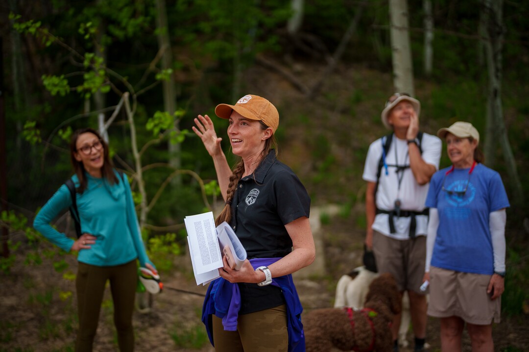 (Trent Nelson  |  The Salt Lake Tribune) Caitlin Willard leads a Hops Hunters Hike in Empire Canyon, Park City on Wednesday, June 8, 2022. The hikes, organized by the Summit Land Conservancy, bring awareness to wild hops in Utah.