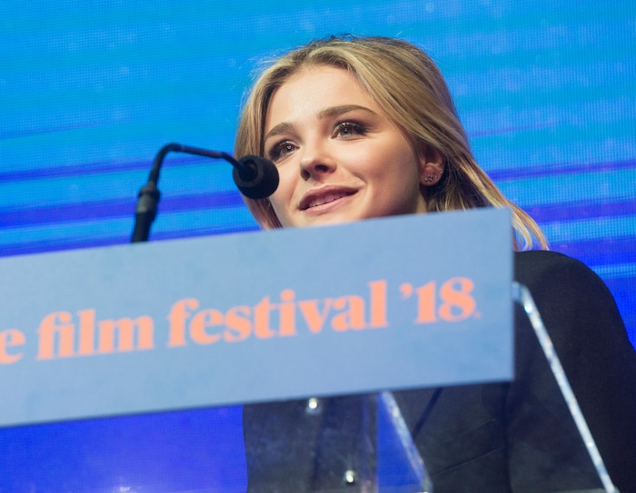 (Rick Egan  |  The Salt Lake Tribune)     Chloë Grace Moretz, the star of the U.S. Dramatic Grand Jury Prize Award winning film "The Miseducation of Cameron Post" directed by Desiree Akhavan at the 2018 Sundance Film Festival Awards Night, Saturday, January 27, 2018.



