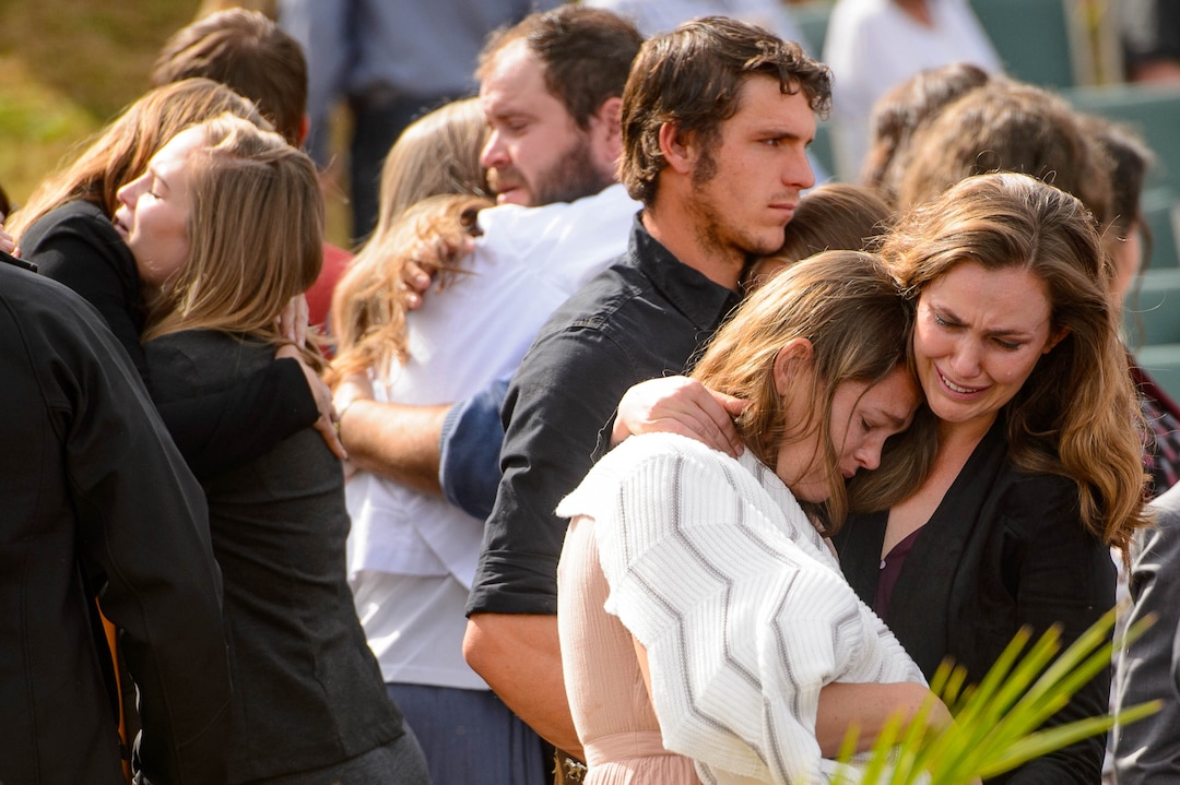 (Trent Nelson  |  The Salt Lake Tribune) Family mourns at the funeral for Dawna Langford and two of her children, Trevor and Rogan, in La Mora, Sonora on Thursday, Nov. 7, 2019. Three women and six of their children, all members of the extended LeBaron family, died when they were gunned down in an attack while traveling along Mexico's Chihuahua and Sonora state border on Monday, Nov. 4, 2019.