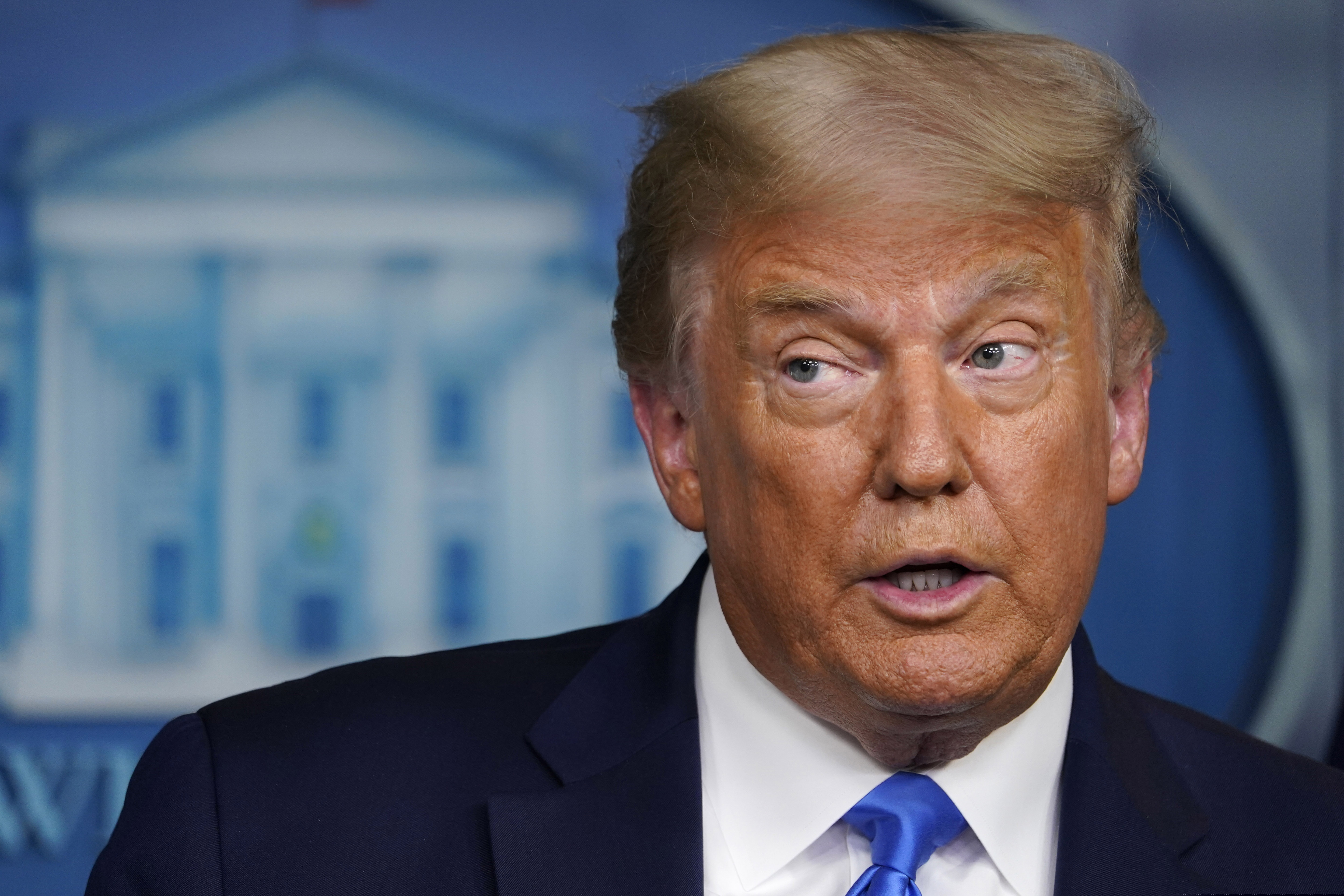 (AP Photo/Evan Vucci, File) This Sept. 23, 2020, file photo shows President Donald Trump speaking during a news conference in the James Brady Press Briefing Room of the White House, in Washington.