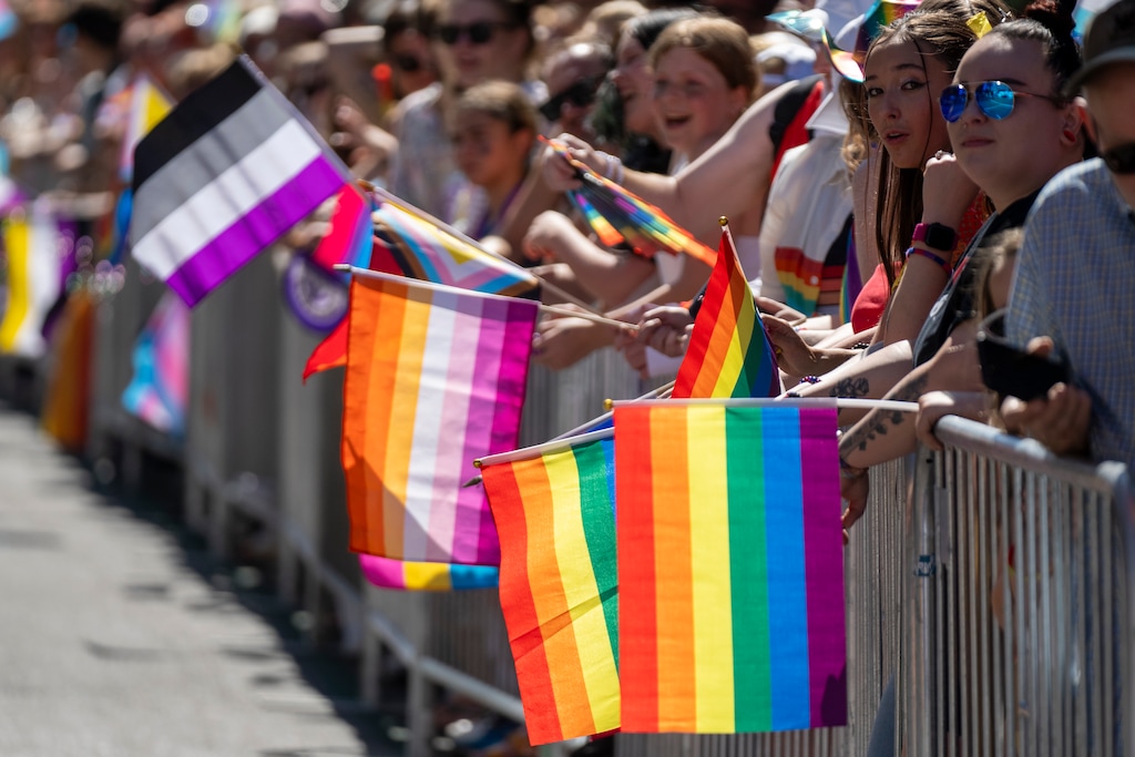 (Rick Egan | The Salt Lake Tribune) Pride flags at the Pride Parade, on Sunday, June 8, 2025.