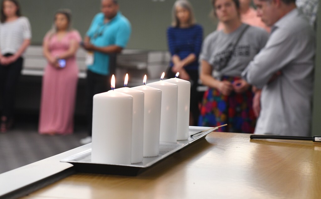 (Jerry Jackson | The Baltimore Sun | The Associated Press) Employees stand for a moment of silence in the Baltimore Sun newsroom, Thursday July 5, 2018, in Baltimore, Md., for the five colleagues of the Capital Gazette in Annapolis, Md., who were killed a week ago in one of the deadliest attacks on journalists in U.S. history.