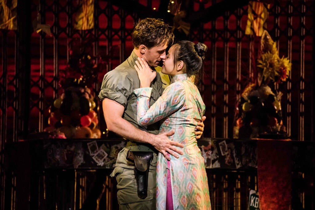 (Matthew Murphy | Courtesy of Broadway at the Eccles) In the national touring production of "Miss Saigon," the Vietnamese bargirl Kim (Emily Bautista, right) and Chris (Anthony Festa), a U.S. Marine, fall in love and sing "Last Night of the World." The touring show will open the Broadway at the Eccles 2019-20 season at Salt Lake City's Eccles Theatre and will run through Oct. 20, 2019.