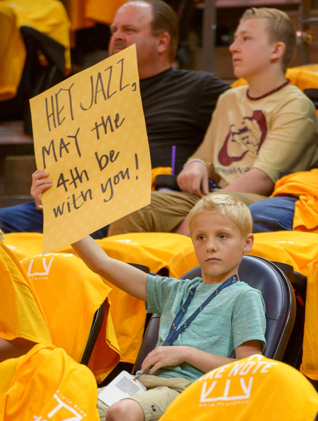 (Leah Hogsten  |  The Salt Lake Tribune)  Fans cheer on the team as the Utah Jazz take on the Houston Rockets in Game 3 of an NBA basketball second-round playoff series Friday, May 4, 2018 in Salt Lake City.