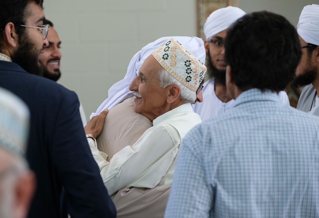 (Francisco Kjolseth  |  The Salt Lake Tribune)  Men of the Khadeeja Islamic Center in West Valley City exchange warm embraces with one another as they mark the end of Ramadan, a 30 day period of fasting and spiritual growth. It's the biggest religious holiday of the year for Muslims as hundreds from the Wasatch Front gather for the Eid the Òfestival of the breaking of the fast,Ó Wed. June 5, 2019.