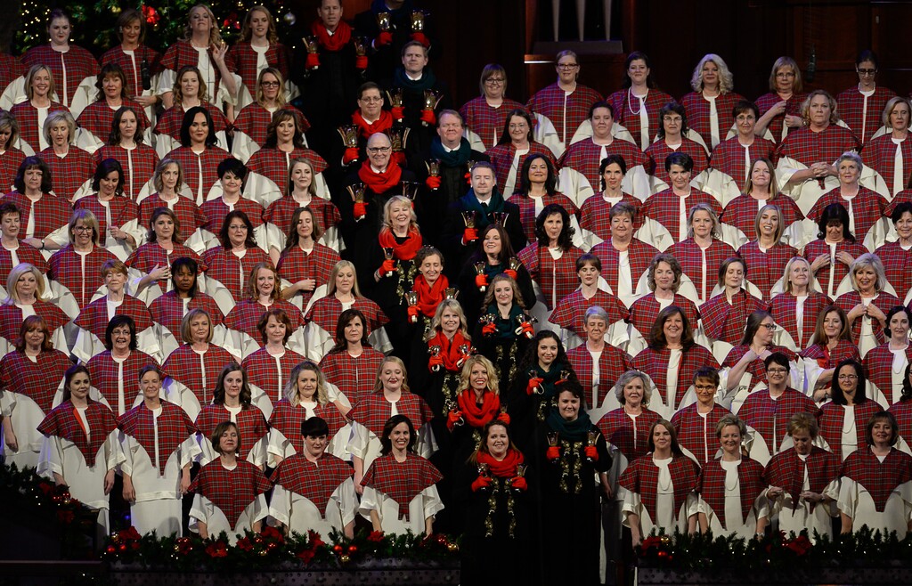 (Francisco Kjolseth  |  The Salt Lake Tribune)  The Tabernacle Choir Christmas extravaganza kicks off with Broadway star Sutton Foster and "Downton Abbey's" Hugh Bonneville at the Conference Center on Thursday, Dec. 14, 2017.