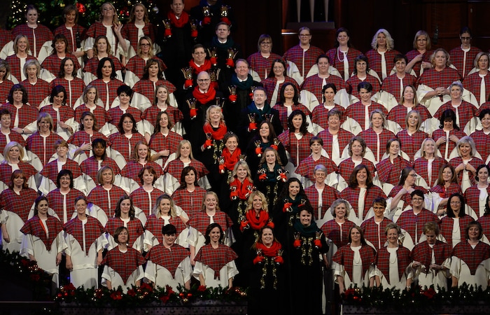 (Francisco Kjolseth  |  The Salt Lake Tribune)  The Mormon Tabernacle Choir Christmas extravaganza kicks off with Broadway star Sutton Foster and "Downton Abbey's" Hugh Bonneville at the Conference Center on Thursday, Dec. 14, 2017.